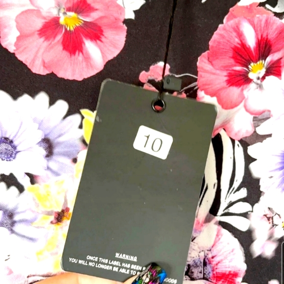 BNWT Misslook Black & Multi Floral Lace Detail Summer Midi Dress UK 10 - Picture 3 of 6